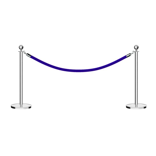 Montour Line Stanchion Post and Rope Kit Pol.Steel, 2 Ball Top1 Blue Rope C-Kit-2-PS-BA-1-PVR-BL-PS